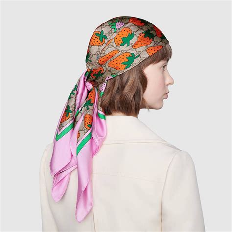 gucci strawberry silk scarf|authentic Gucci scarves.